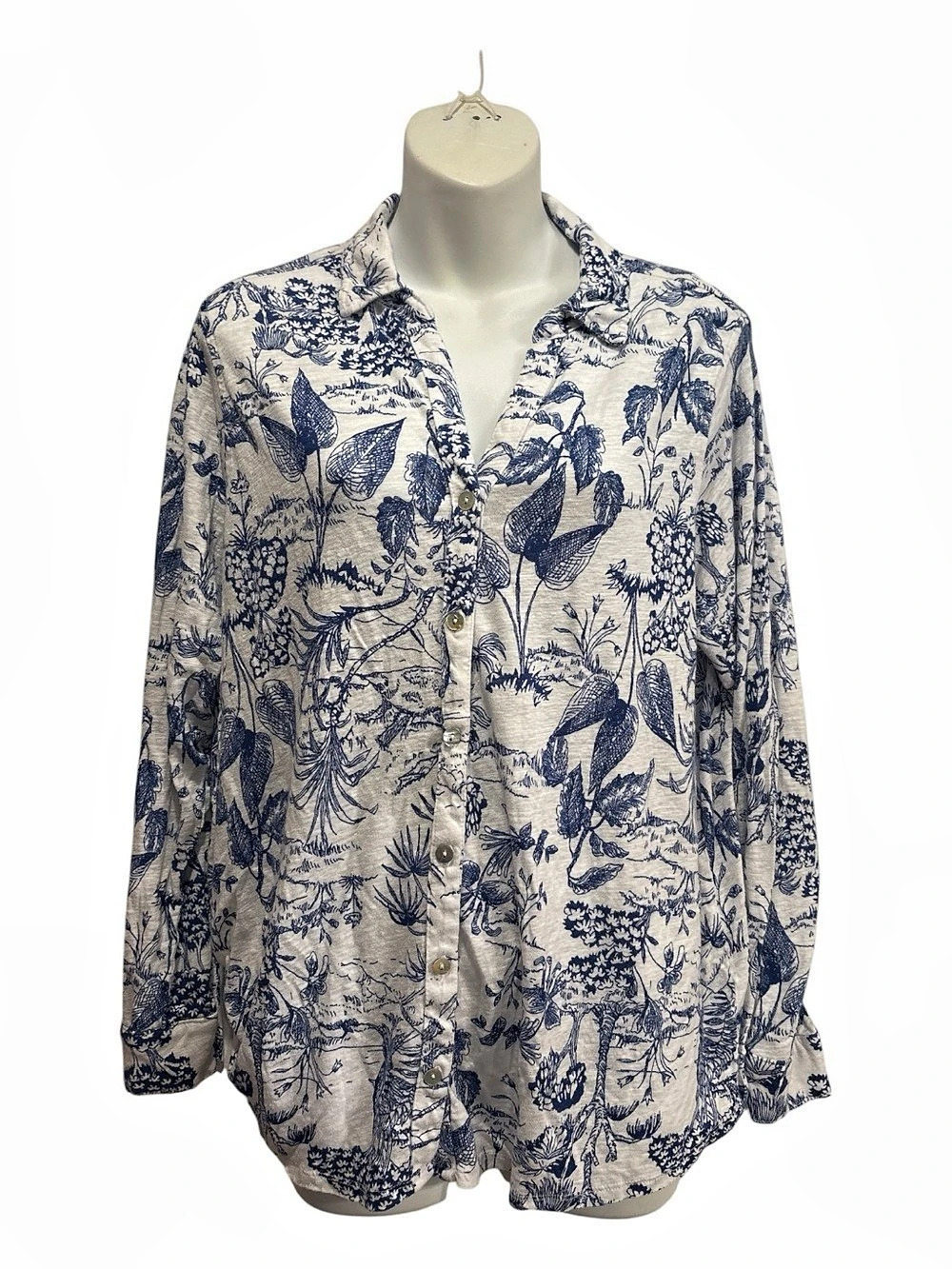 Joie Floral Linen Blend Button Down Shirt Size 1X